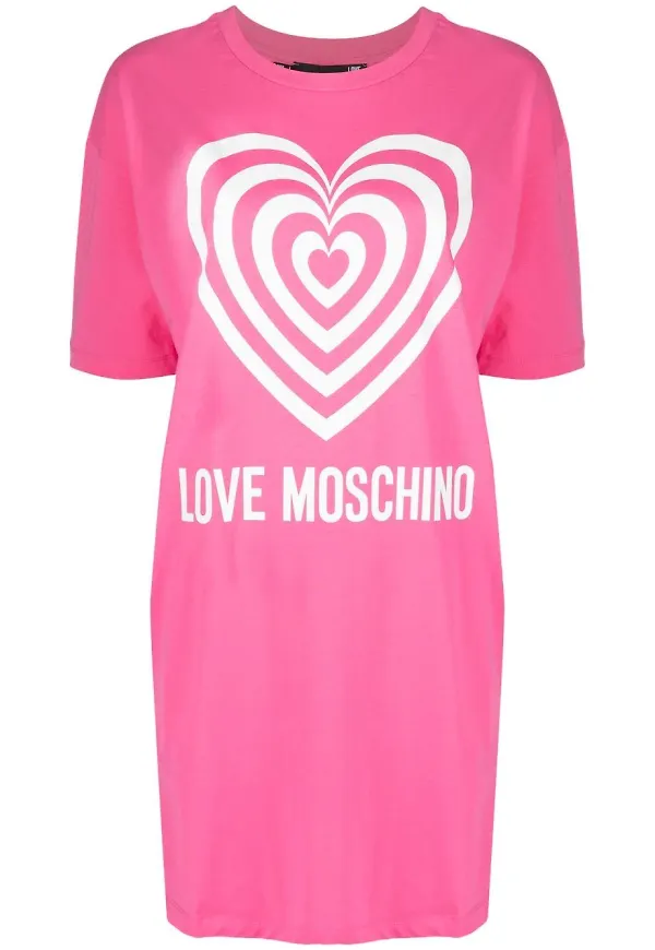 Love Moschino t-shirtklänning med hjärtmotiv - Rosa