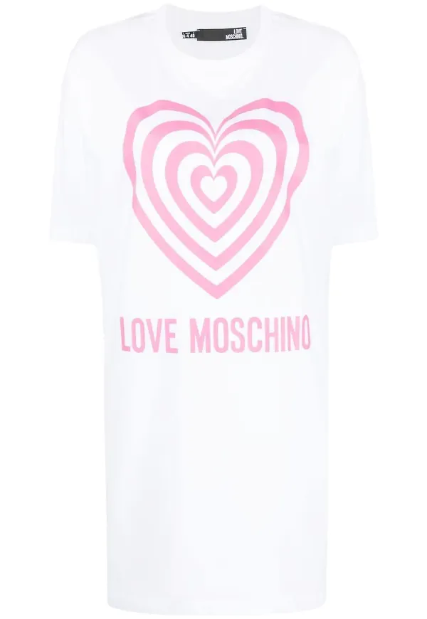 Love Moschino t-shirtklänning med hjärtmotiv - Vit