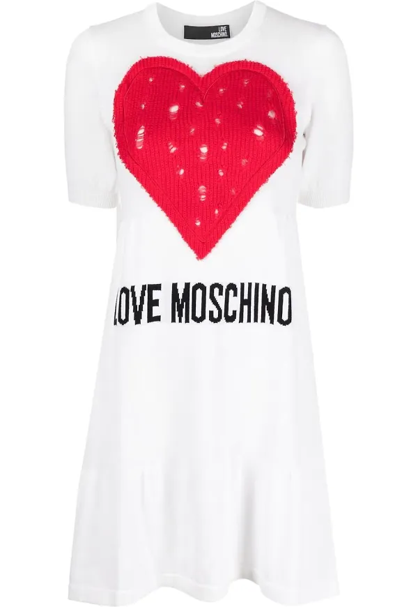 Love Moschino t-shirtklänning med logotyp - Vit