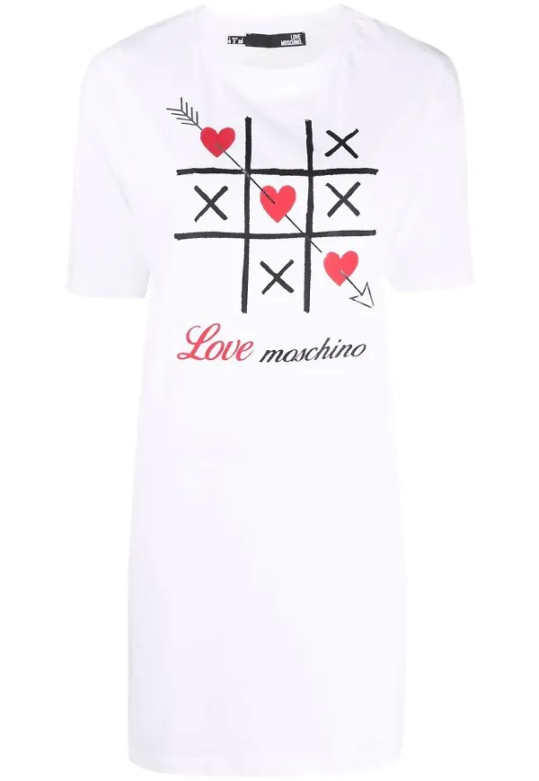 Love Moschino t-shirtklänning med logotyp - Vit