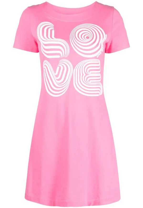 Love Moschino t-shirtklänning med slogan - Rosa