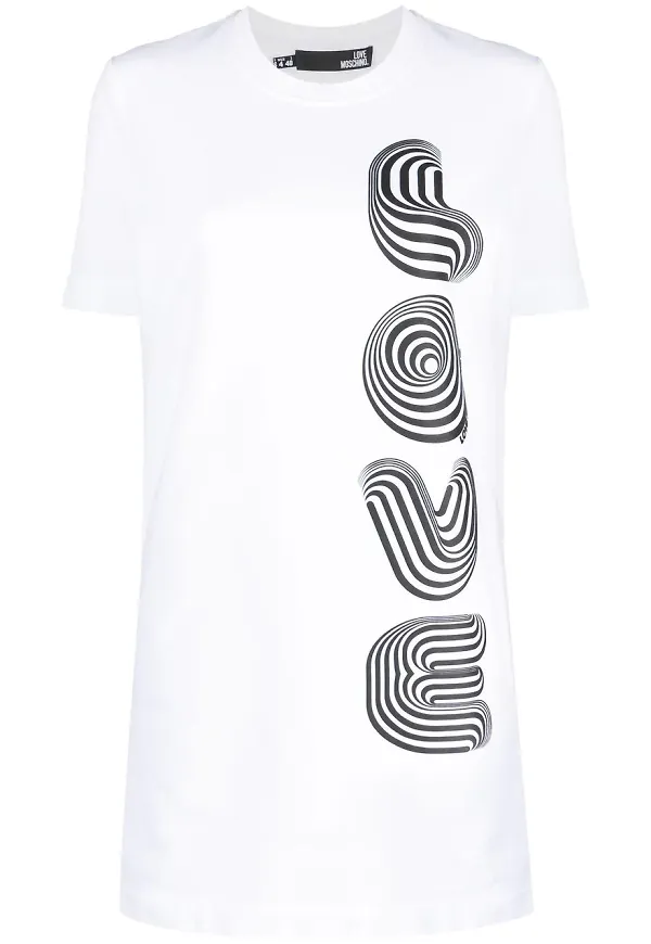 Love Moschino t-shirtklänning med slogan - Vit