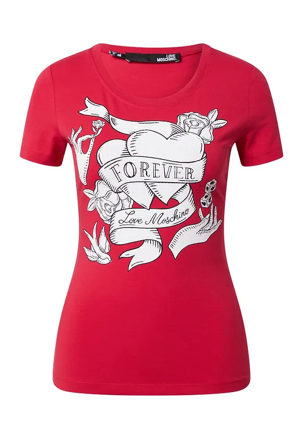 Love Moschino T-shirt grafit / röd / vit