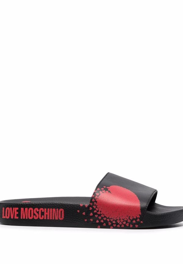 Love Moschino tofflor med hjärtlogotyp - Svart