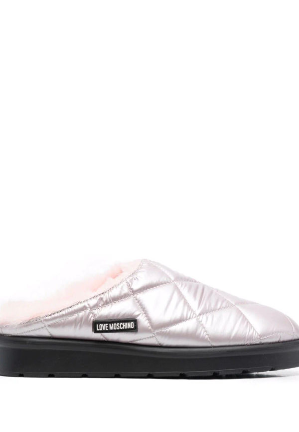 Love Moschino tofflor med konstpälsfoder - Rosa