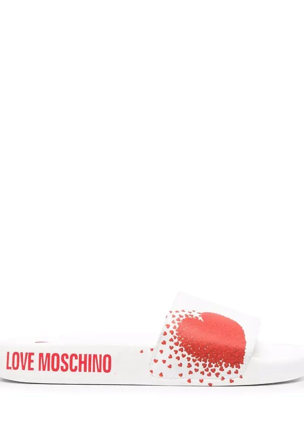 Love Moschino tofflor med logotyp - Vit