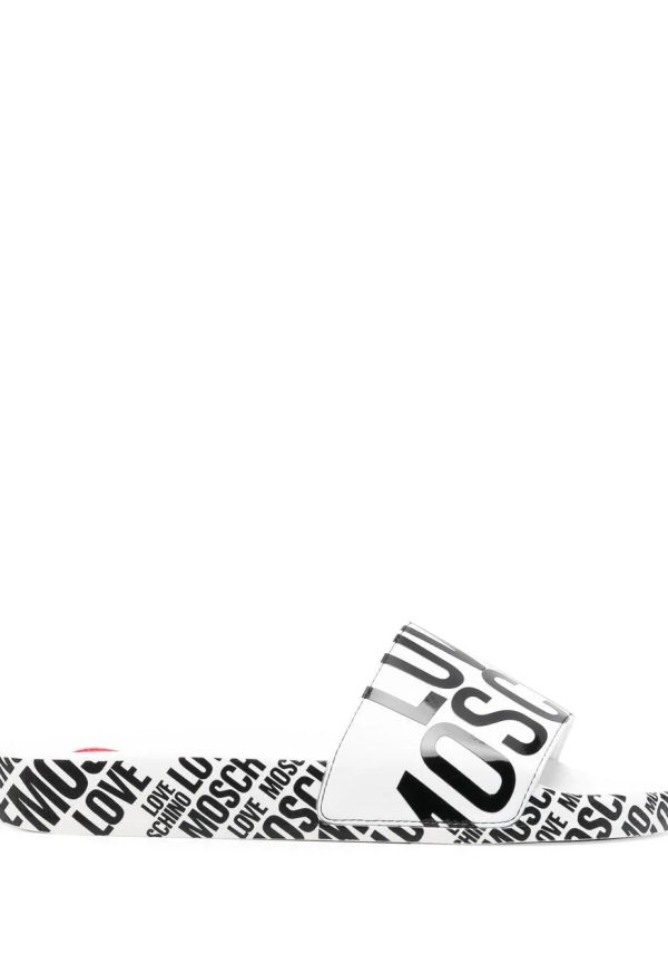 Love Moschino tofflor med logotyp - Vit