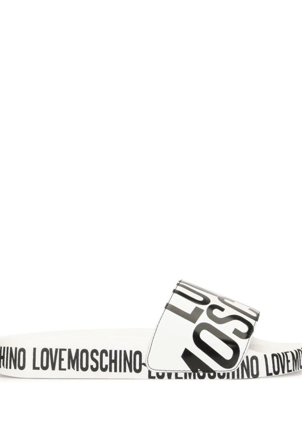 Love Moschino tofflor med logotyp - Vit