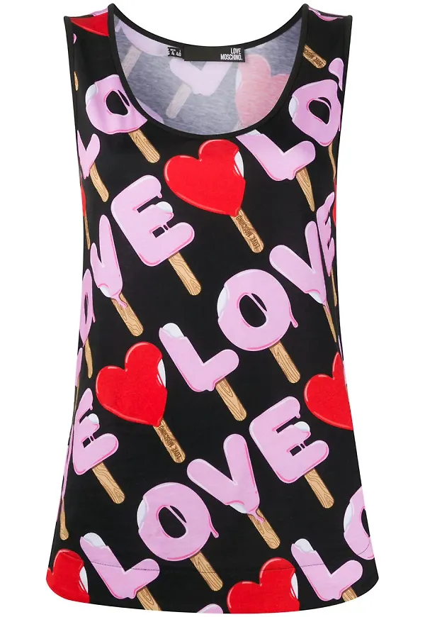 Love Moschino topp med tryck - Svart