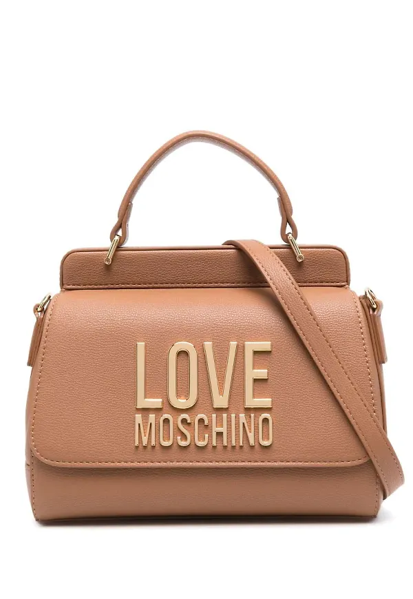 Love Moschino totebag med logotypplakett - Brun