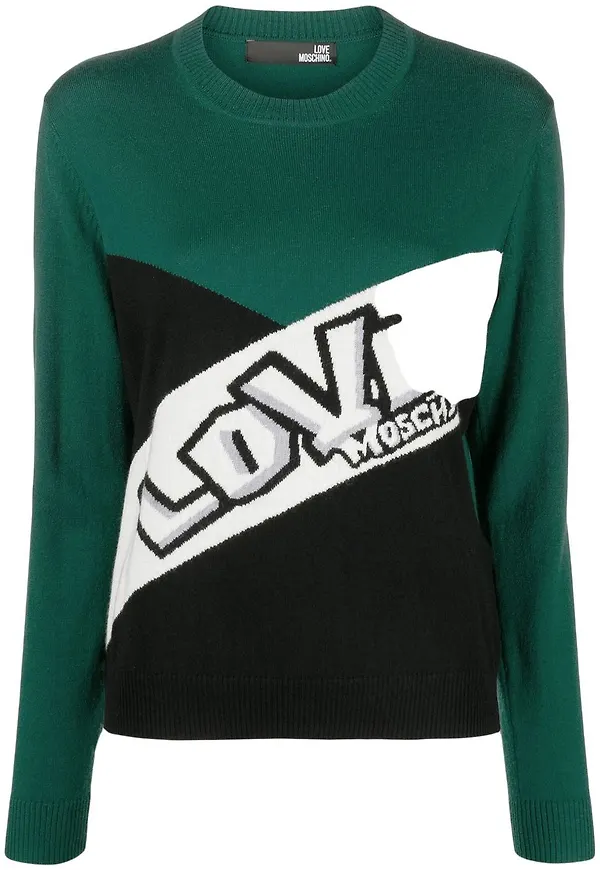 Love Moschino tröja med färgblock - Grön