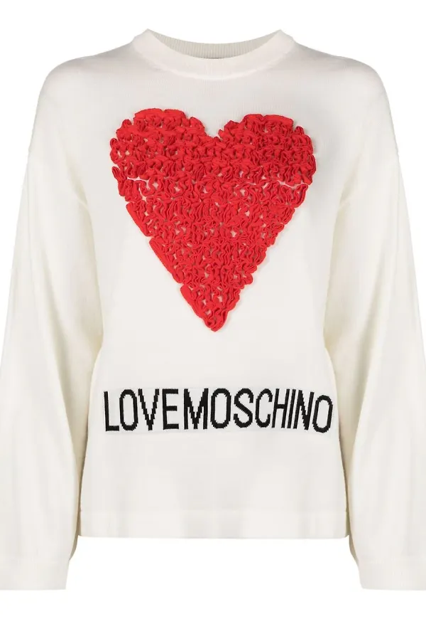 Love Moschino tröja med hjärta - Vit
