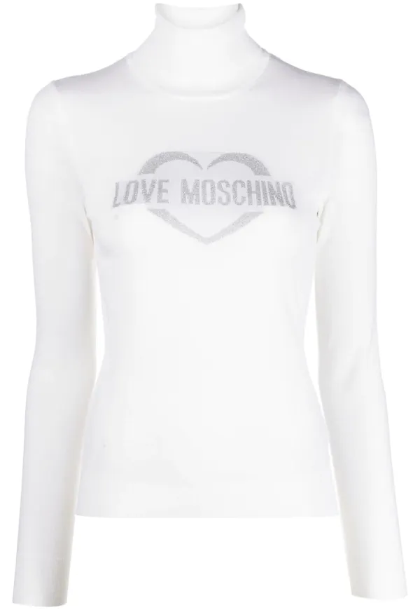 Love Moschino tröja med rullkrage - Vit