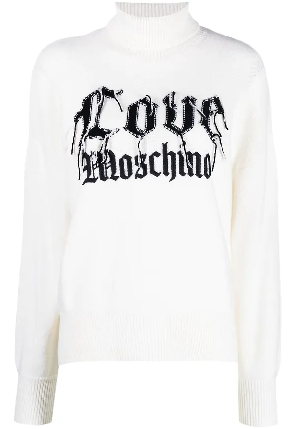 Love Moschino tröja med rullkrage - Vit