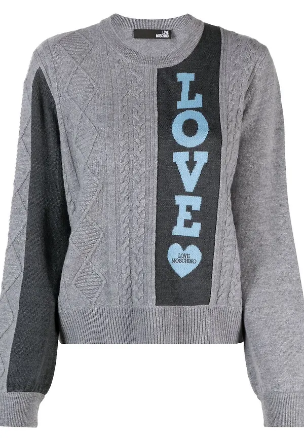 Love Moschino tröja med slogan - Grå