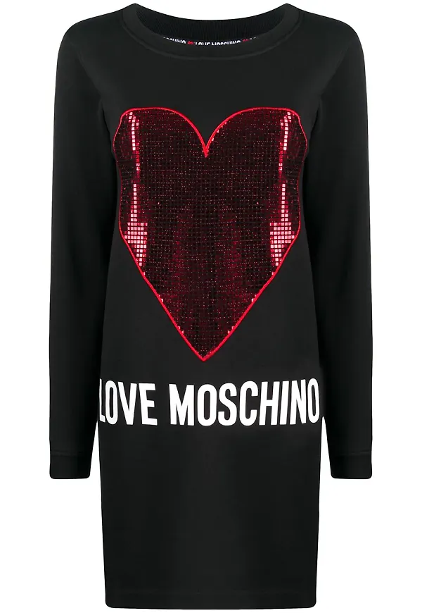 Love Moschino tröjklänning med hjärttryck - Svart