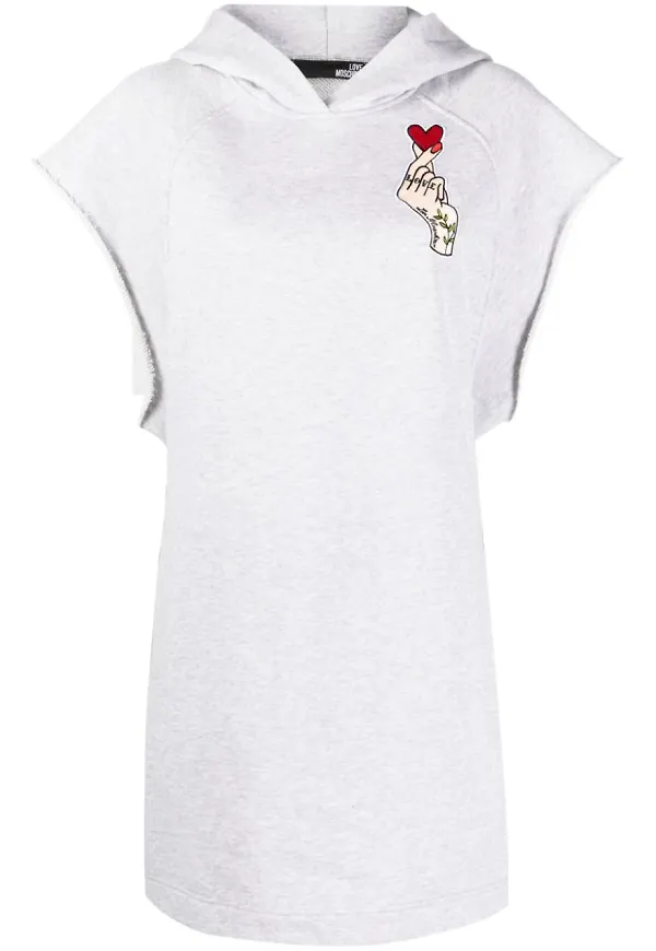 Love Moschino tröjklänning med huva - Grå
