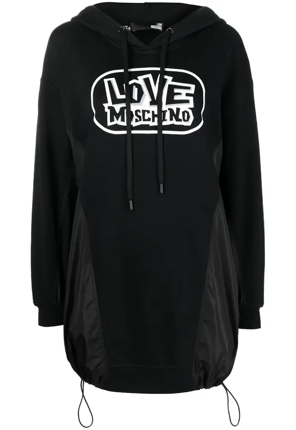 Love Moschino tröjklänning med huva - Svart