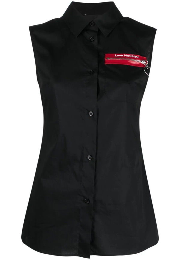 Love Moschino ärmlös skjorta med fickdetalj - Svart