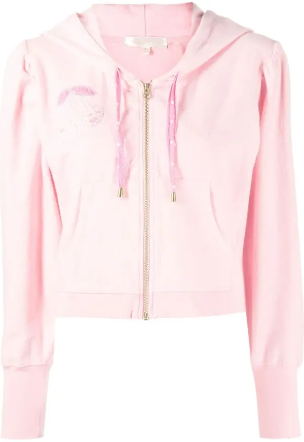 LoveShackFancy Hasana hoodie med dragkedja - Rosa