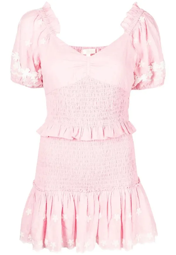 LoveShackFancy Jarraj klänning med smockad detalj - Rosa
