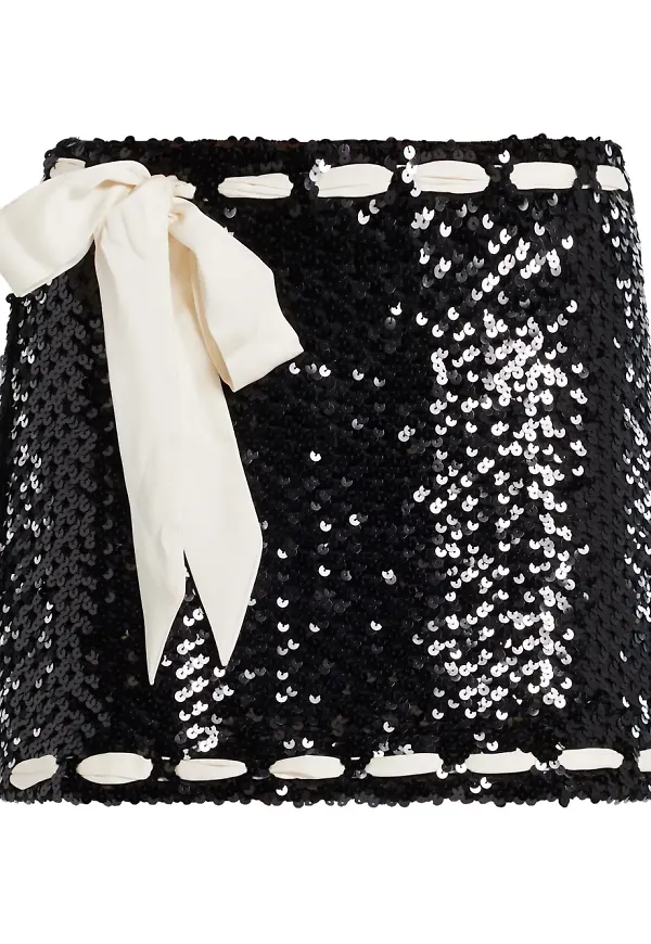 LoveShackFancy minikjol med rosett - Svart