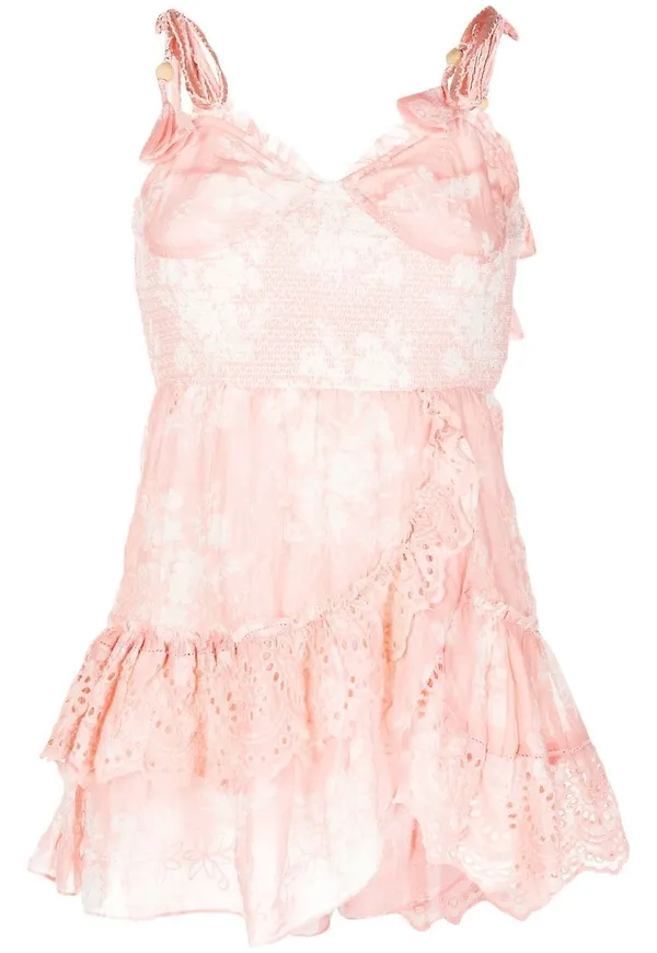 LoveShackFancy miniklänning med virkad kant - Rosa