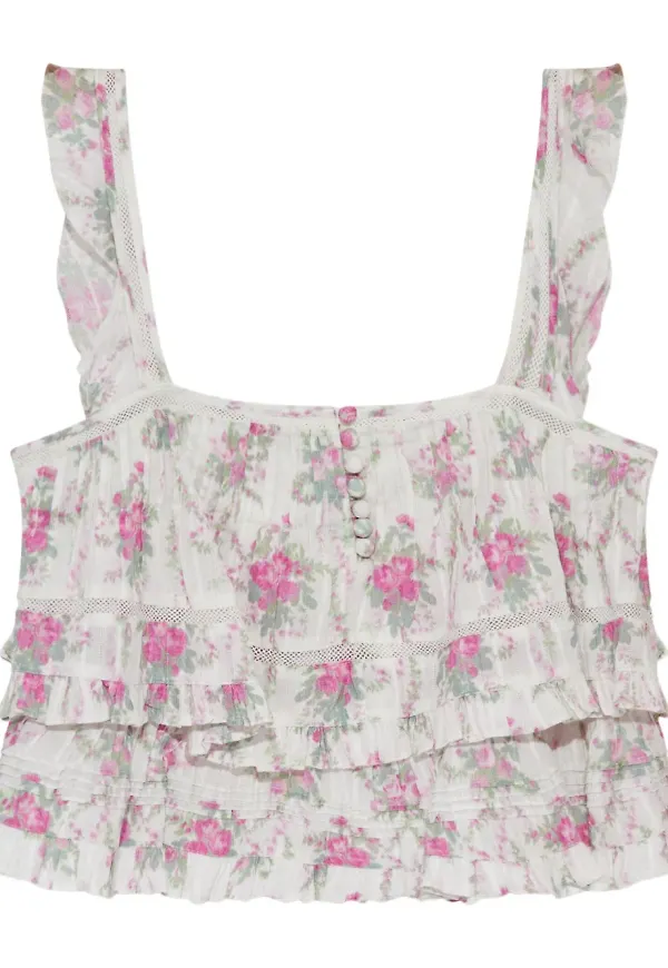 LoveShackFancy Novalee topp - Vit