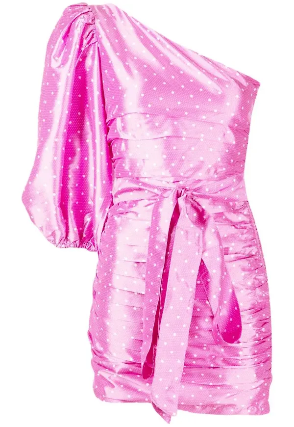 LoveShackFancy plisserad enaxlad klänning - Rosa