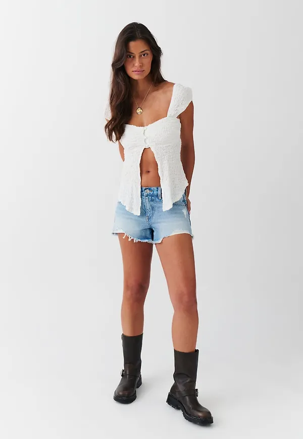 Low denim shorts
