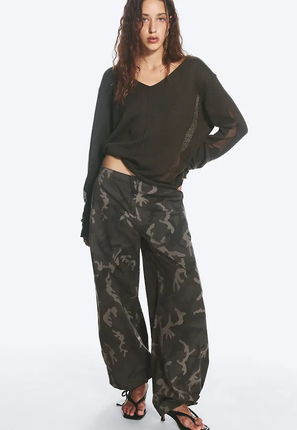 Low Rise Baggy Ripstop Trousers