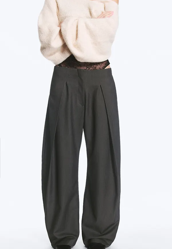 Low rise balloon trousers