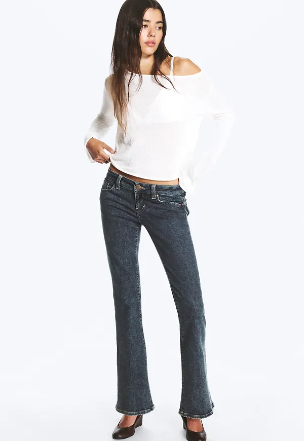 Low Rise Curve Yoke Flared Jeans