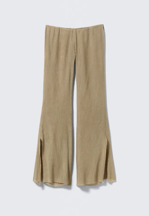 Low Rise Flared Crinkled Trousers