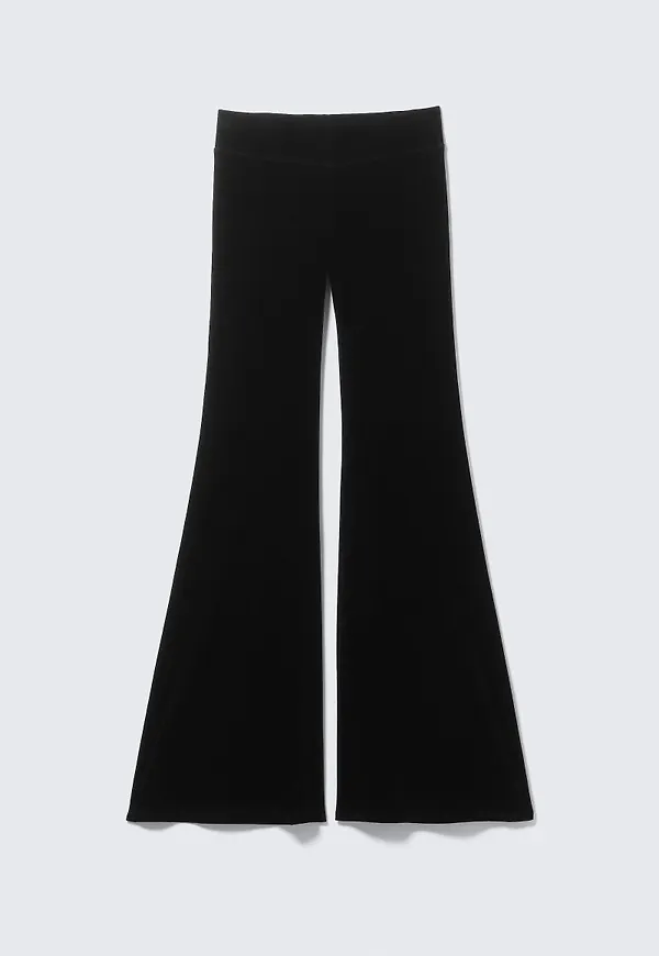 Low Rise Flared Velvet Mesh Trousers