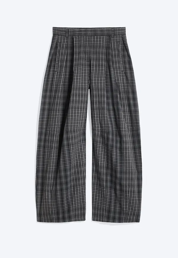 Low-Rise Pleated Barrel Trousers