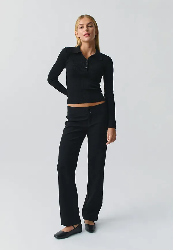 Gina Tricot - Low straight trousers - raka kosymbyxor - Svart - XL - Dam