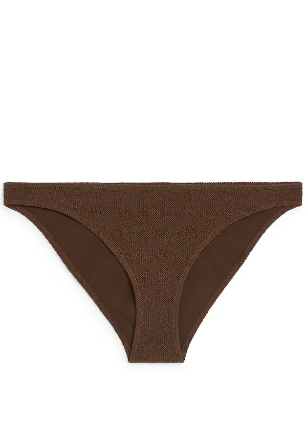 Low Waist Crinkle Bikini Bottom - Beige