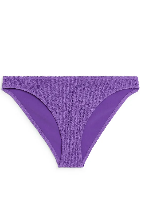 Low Waist Crinkle Bikini Bottom - Purple