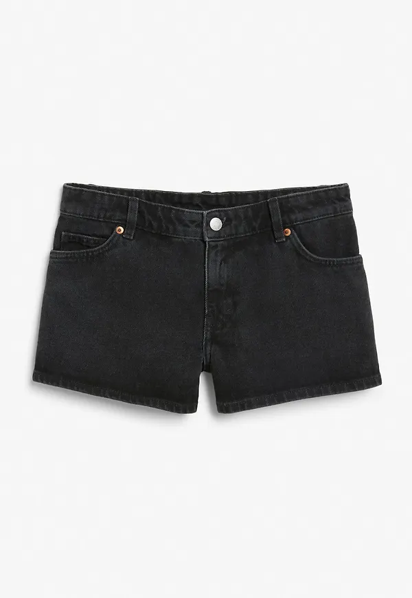 Low waist denim shorts - Black