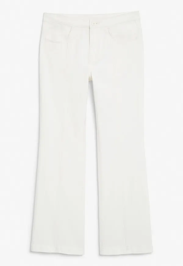 Low waist flared trousers - White