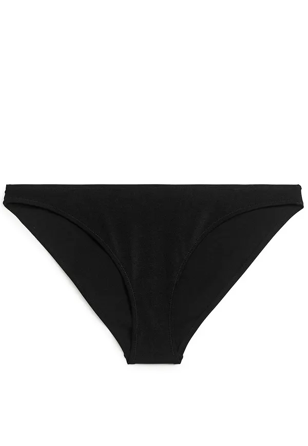 Low Waist Shiny Bikini Bottom - Black
