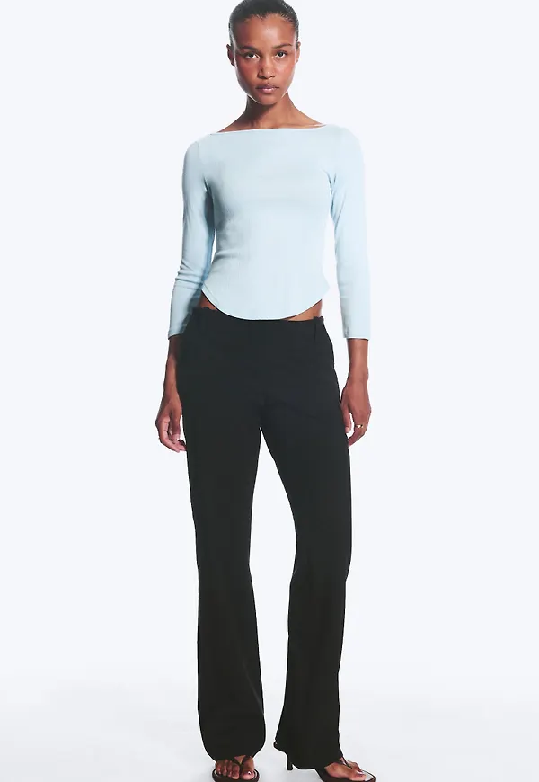 Low waist straight slim trousers