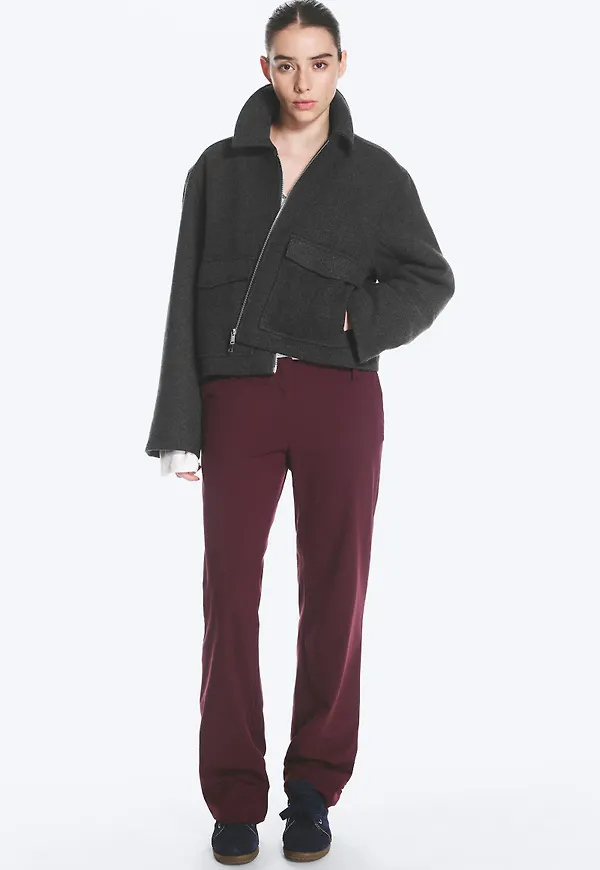 Low waist straight slim trousers