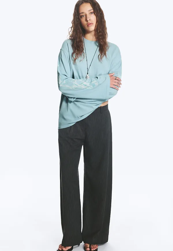 Low Waist Wide Suiting Trousers
