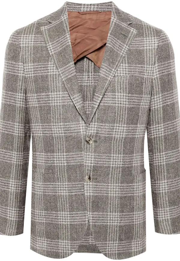 Luciano Barbera skotskrutig enkelknäppt blazer - Brun