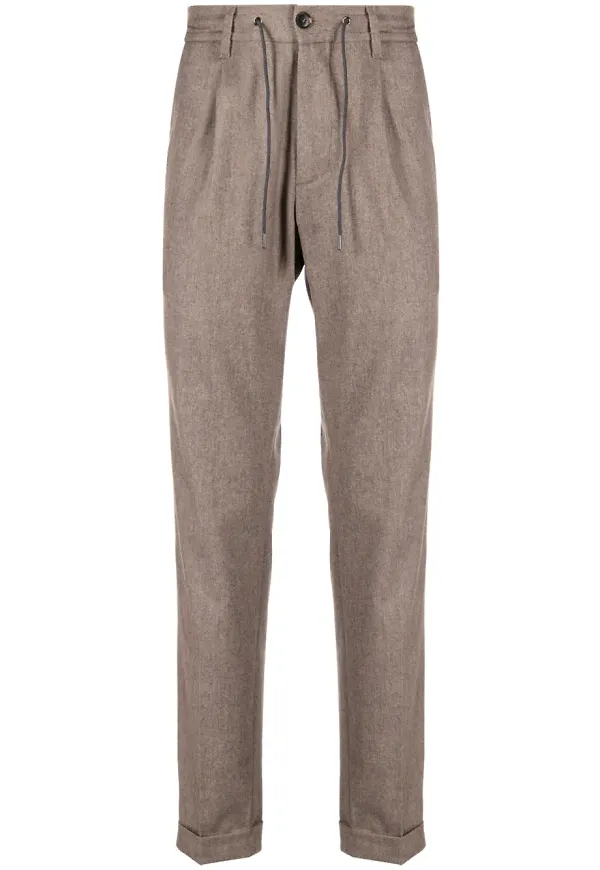 Luciano Barbera slacks med elastisk midja - Brun