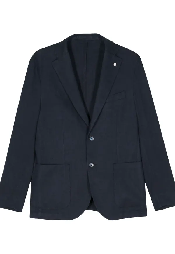 LUIGI BIANCHI MANTOVA fiskbensmönstrad blazer - Blå
