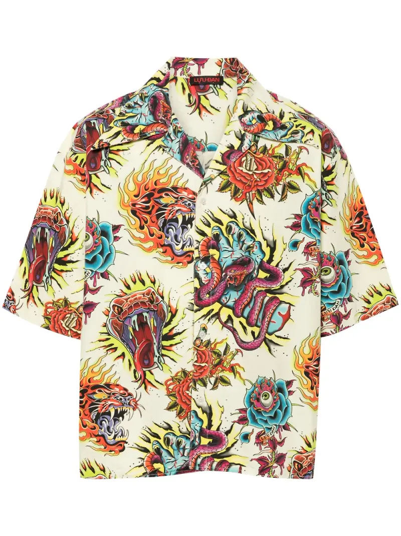 LỰU ĐẠN t-shirt med tatueringstryck - Gul
