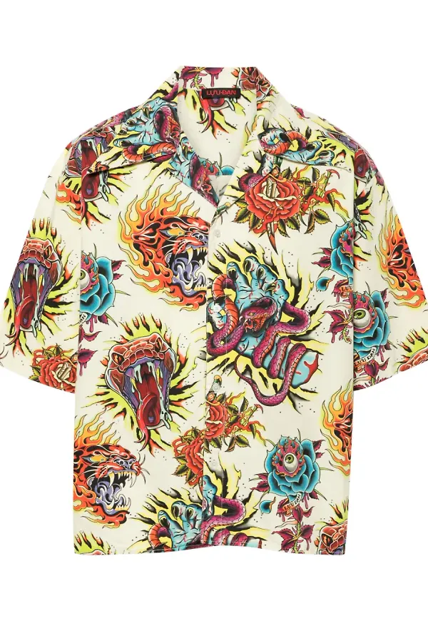 LỰU ĐẠN t-shirt med tatueringstryck - Gul
